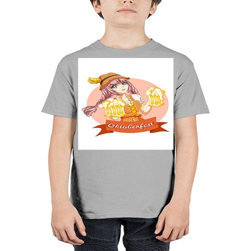Cute and happy woman celebrating oktoberfest with beer 177# - anime - Youth Tee Unisex