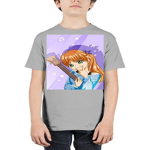 Cute and soft girl with guitar 53# - anime - Youth Tee Unisex