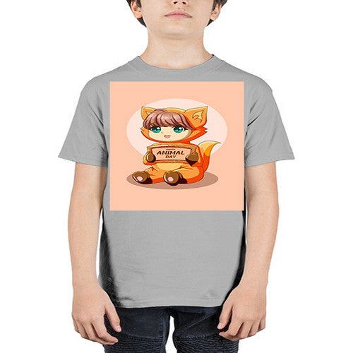 Cute girl with animal costume in animal day text 137# - anime - Youth Tee Unisex