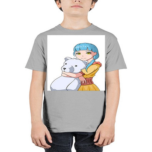 Cute girl with bear doll 26# - anime - Youth Tee Unisex