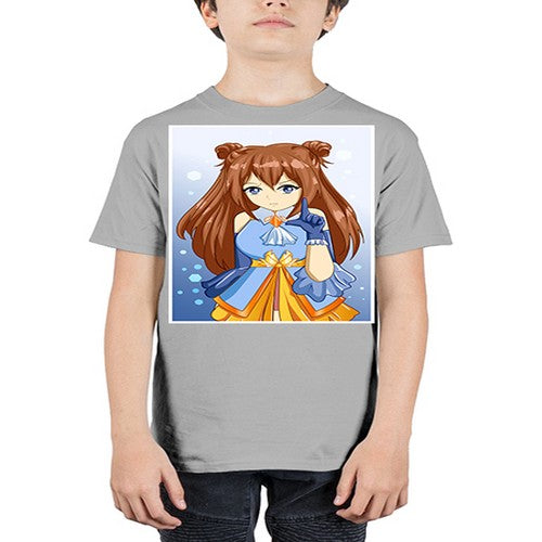 Cute little beautiful girl blue gold clothes cartoon 171# - anime - Youth Tee Unisex