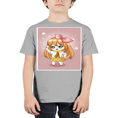 Cute little girl yellow hair wearing uniform 130# - anime - Youth Tee Unisex