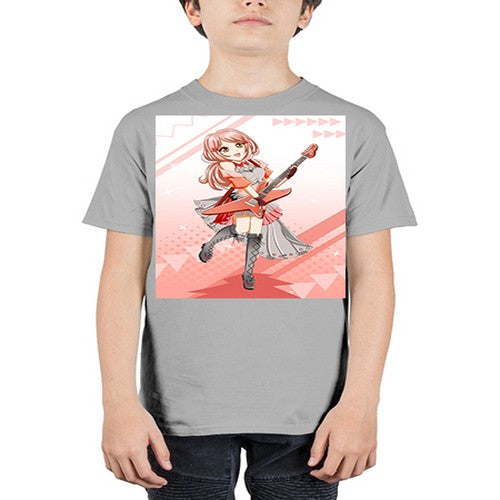 Cute rock star girl with guitar game 17# - anime - Youth Tee Unisex