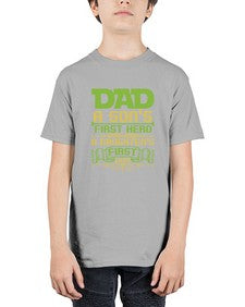 Dad a sons first hero 81# - cartoon super hero - Youth Tee Unisex