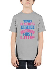 Dad a sons first hero a 82# - cartoon super hero - Youth Tee Unisex