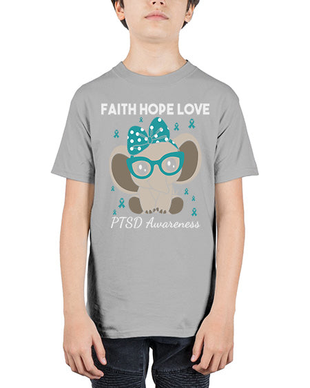Elephant I Have PTSD Awareness 25# - PTSD - Youth Tee Unisex