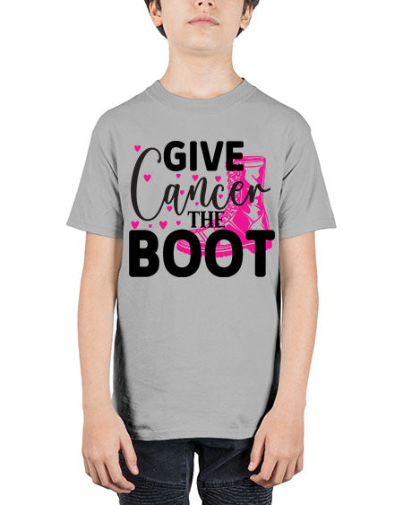 Give Cancer the Boot 24# - breast cancer - Youth Tee Unisex