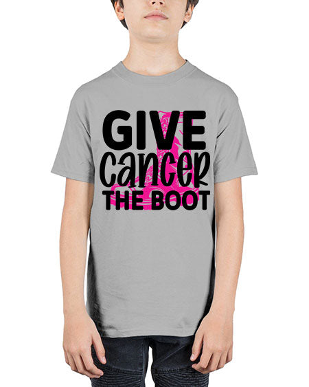 Give Cancer the Boot 25# - breast cancer - Youth Tee Unisex