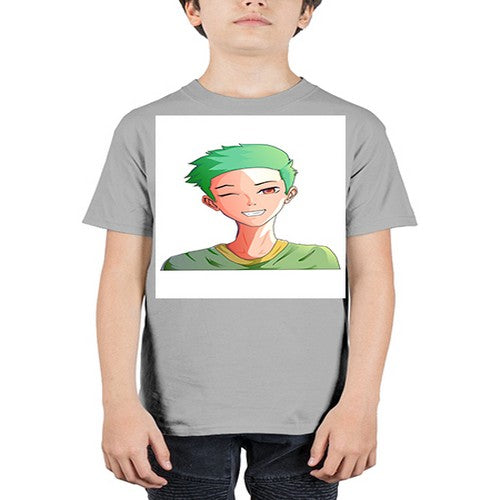 Handsome boy green hair wearing green shirt 35# - anime - Youth Tee Unisex