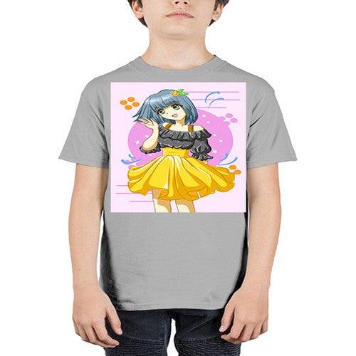 Happy and funny girl with black yellow dress in summer 41# - anime - Youth Tee Unisex