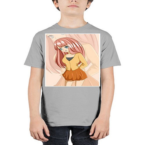 Happy beautiful and cute girl pink long hair 5# - anime - Youth Tee Unisex