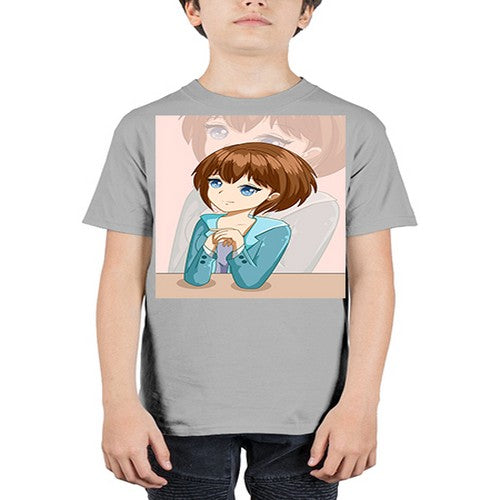 Happy beautiful and elegant girl brown hair 36# - anime - Youth Tee Unisex