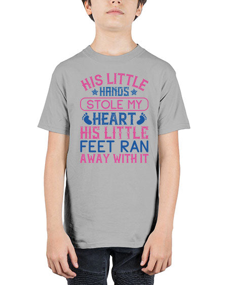 His little hands stole my heart His little feet ran away with it Style 335# - baby - Youth Tee Unisex