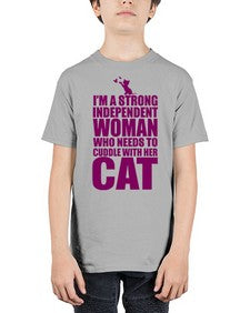 Im a strong independent woman who needs to cuddle with her cat - cats - Youth Tee Unisex
