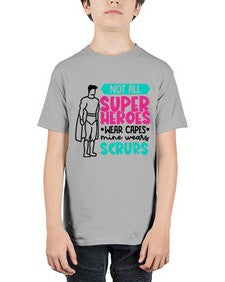Not All Super Heroes Wear Capes Mine Wears Scrubs Style Style 1136# - nurse - Youth Tee Unisex