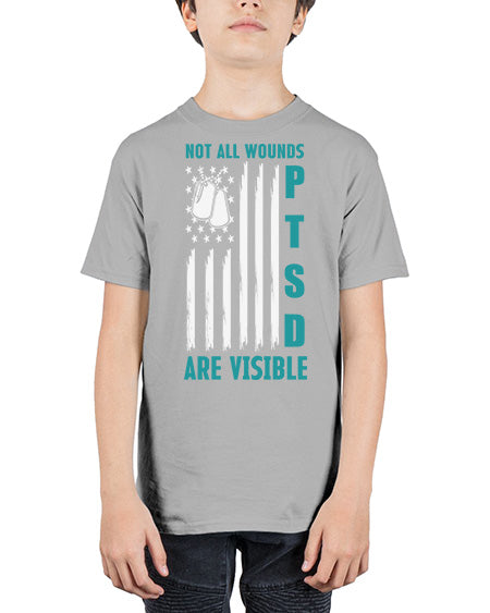 PTSD Awareness Not All Wounds 8# - PTSD - Youth Tee Unisex