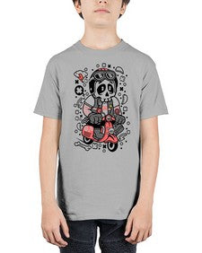 Skull Scooterist 1063# - skull and bones - Youth Tee Unisex