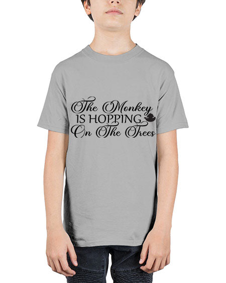 The monkey is hopping on  - monkey - Youth Tee Unisex