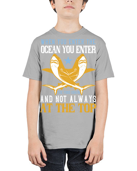 When you enter the ocean you enter the food chain and not always at the top Style 2# - shark-fish - Youth Tee Unisex