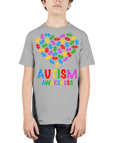 autism awareness heart love puzzle 15# - autism - Youth Tee Unisex