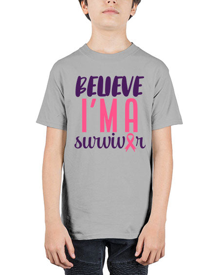 believe i'm a survivor - breast cancer - Youth Tee Unisex