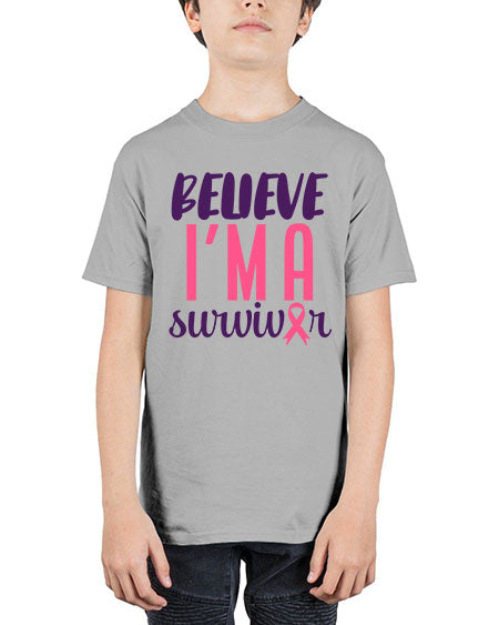 believe im a survivor Style 16# - breast cancer - Youth Tee Unisex