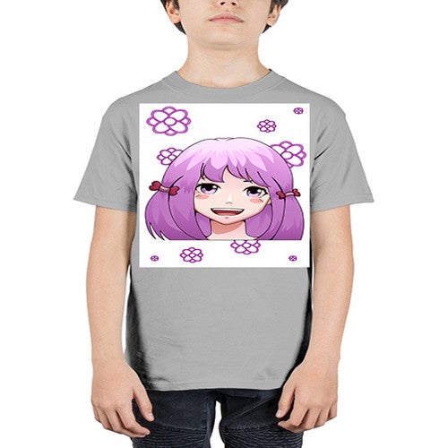 cute ponytails purple hair girl 63# - anime - Youth Tee Unisex