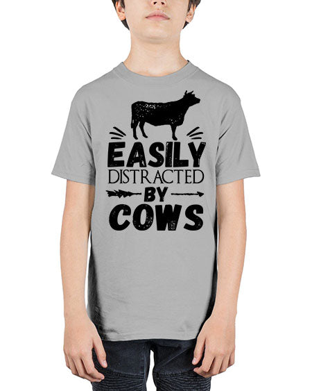 easily distracted by cows - cow - Youth Tee Unisex
