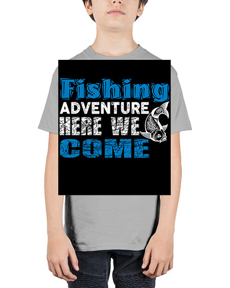 fishing adventure here we come png 52# - shark-fish - Youth Tee Unisex