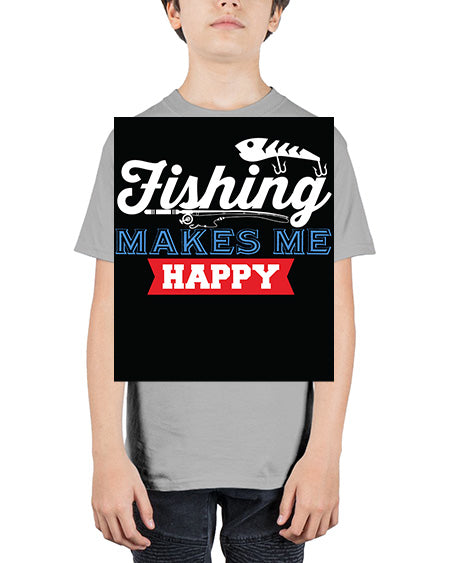 fishing makes me happy png 46# - shark-fish - Youth Tee Unisex