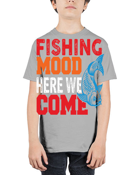 fishing mood here we come png 76# - shark-fish - Youth Tee Unisex