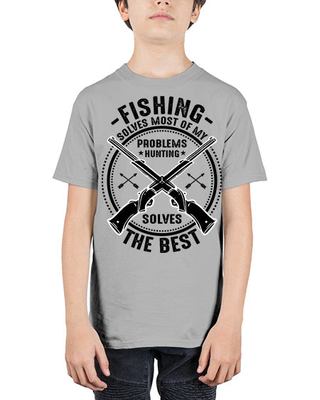 fishing solves most 74# - shark-fish - Youth Tee Unisex