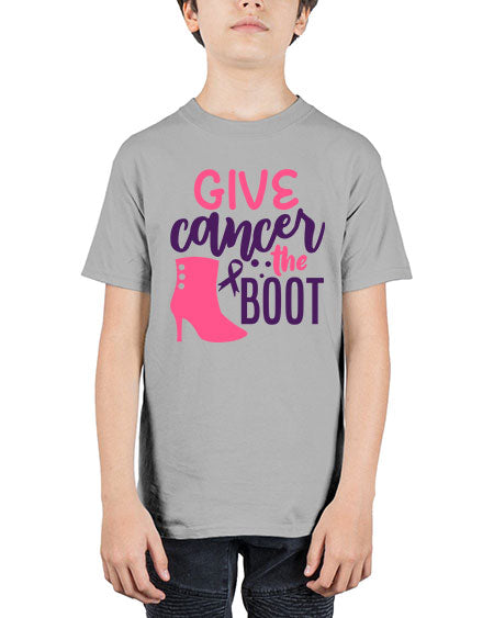 give cancer the boot Style 11# - breast cancer - Youth Tee Unisex