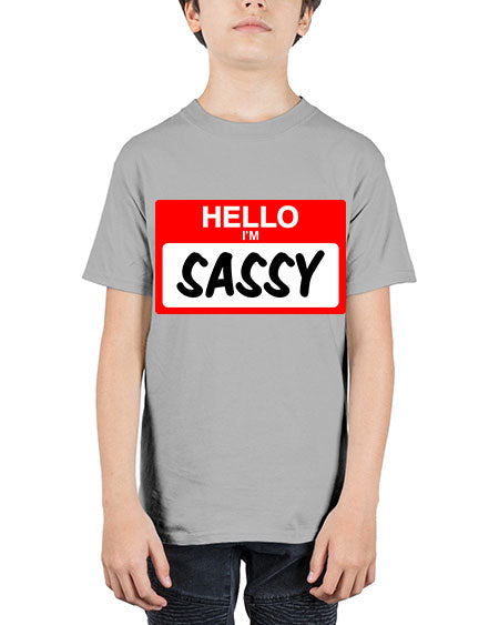 hello im sassy 129# - black words and phrases - Youth Tee Unisex