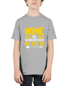 home is wherever my cat is Style 50# - cats - Youth Tee Unisex