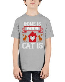 home is wherwever my cat is Style 51# - cats - Youth Tee Unisex