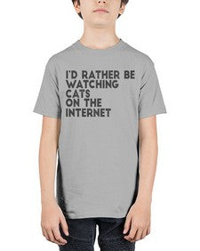 id rather be watching cats on the internet - cats - Youth Tee Unisex