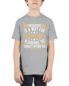 meditation is a way for nourishing and blossoming the divinity within you  422# - yoga - Youth Tee Unisex