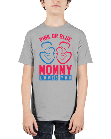 pink or blue Mommy Loves you Style 187# - baby shower - Youth Tee Unisex