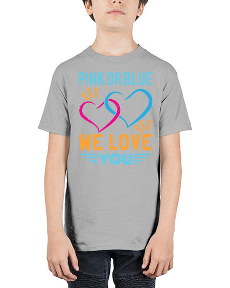 pink or blue we love you Style 190# - baby shower - Youth Tee Unisex