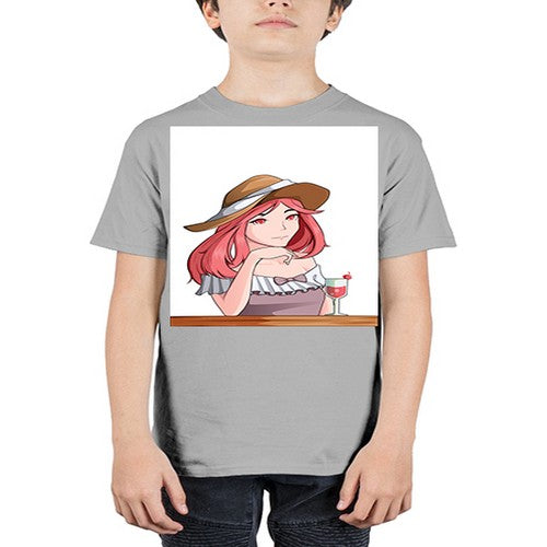 pretty woman with fresh juice in summer 37# - anime - Youth Tee Unisex