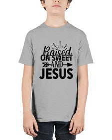 raised on sweet and jesus 1491# - tea - Youth Tee Unisex