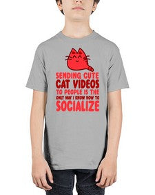 sending cute cat videos to people is the only way i know how to socialize - cats - Youth Tee Unisex