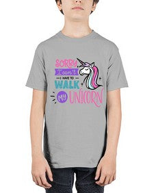 sorry i cant i have to walk my unicorn 407# - unicorn - Youth Tee Unisex