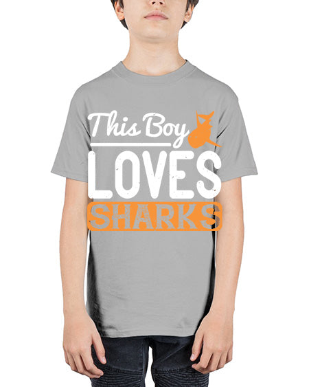 this boy loves sharks Style 14# - shark-fish - Youth Tee Unisex
