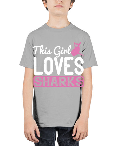 this girl loves sharks Style 12# - shark-fish - Youth Tee Unisex