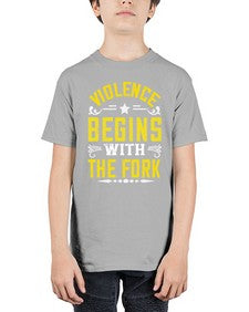 violence begins with the fork 456# - vegan - Youth Tee Unisex