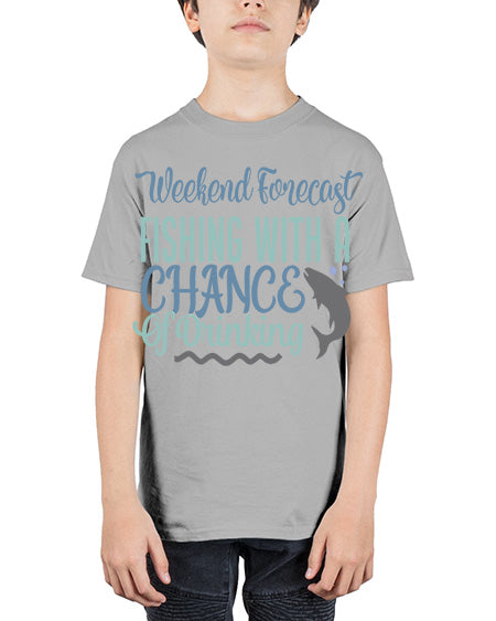 weekend forecast fishing with a chance of drinking 91# - shark-fish - Youth Tee Unisex