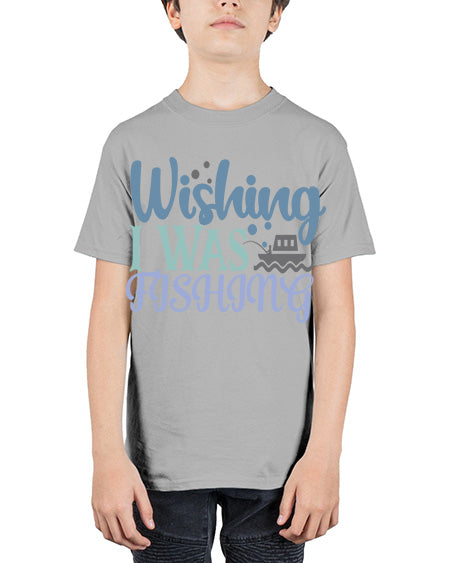 wishing i was fishing 90# - shark-fish - Youth Tee Unisex