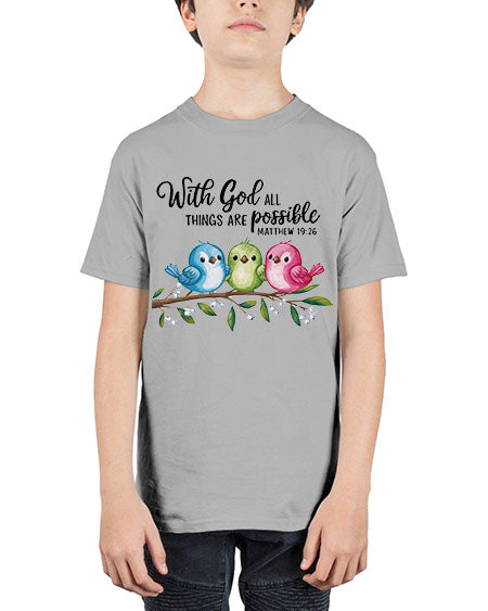 with god all things are possible 81# - birds - Youth Tee Unisex